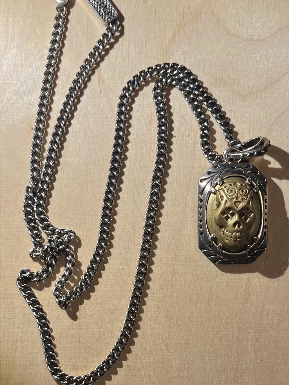 King Baby Studio Two-Tone Skull Pendant Necklace - Silver & Gold